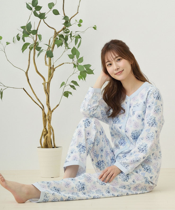 レディース パジャマ 長袖・長ズボン [綿100%ダブルガーゼ] f00318