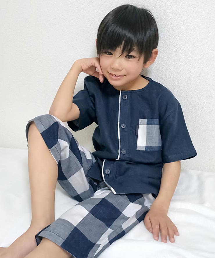 ネイビー×ブロックチェックNV