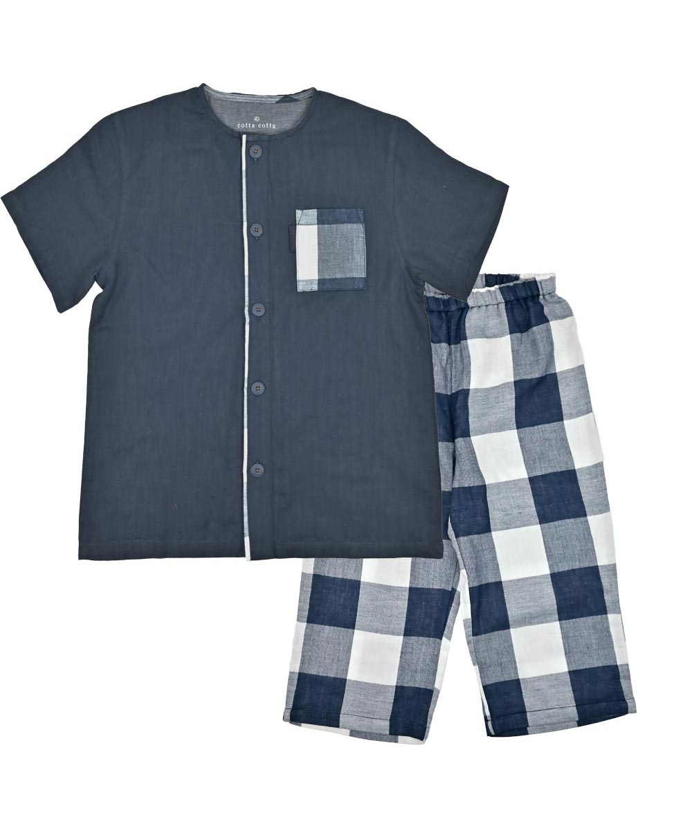 ネイビー×ブロックチェックNV