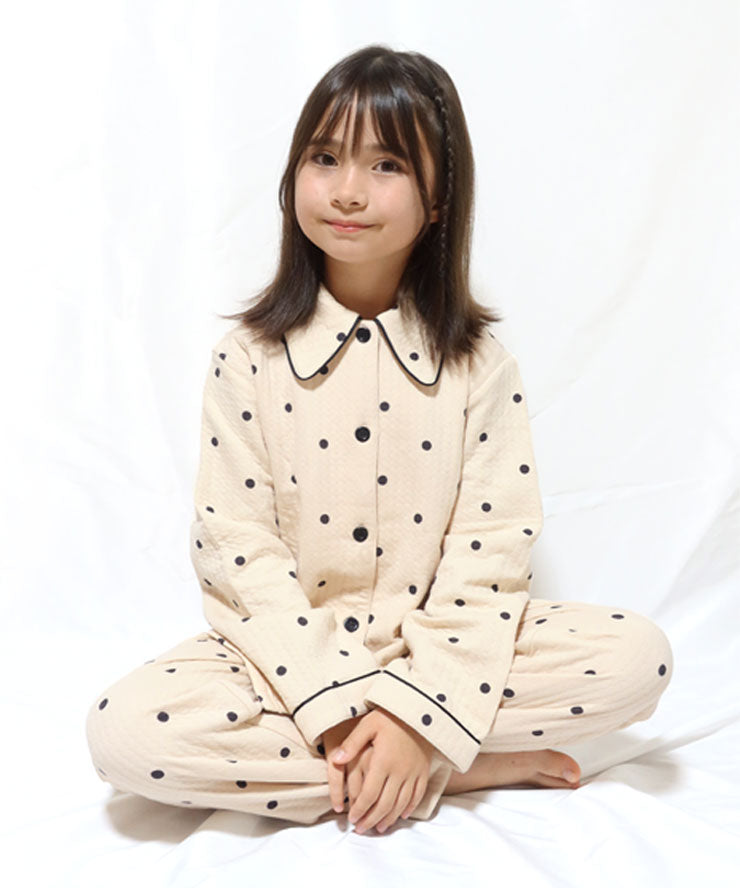 女の子 パジャマ 冬 長袖 綿100% ガールズ キルトニット 100cm 110cm 120cm 130cm 140cm 150cm b00351