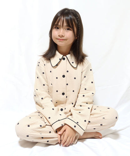 女の子 パジャマ 冬 長袖 綿100% ガールズ キルトニット 100cm 110cm 120cm 130cm 140cm 150cm b00351