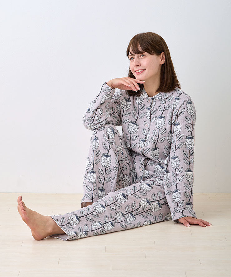 パジャマ レディース 綿 長袖 冬 M L 前開き 女性 綿100% キルト