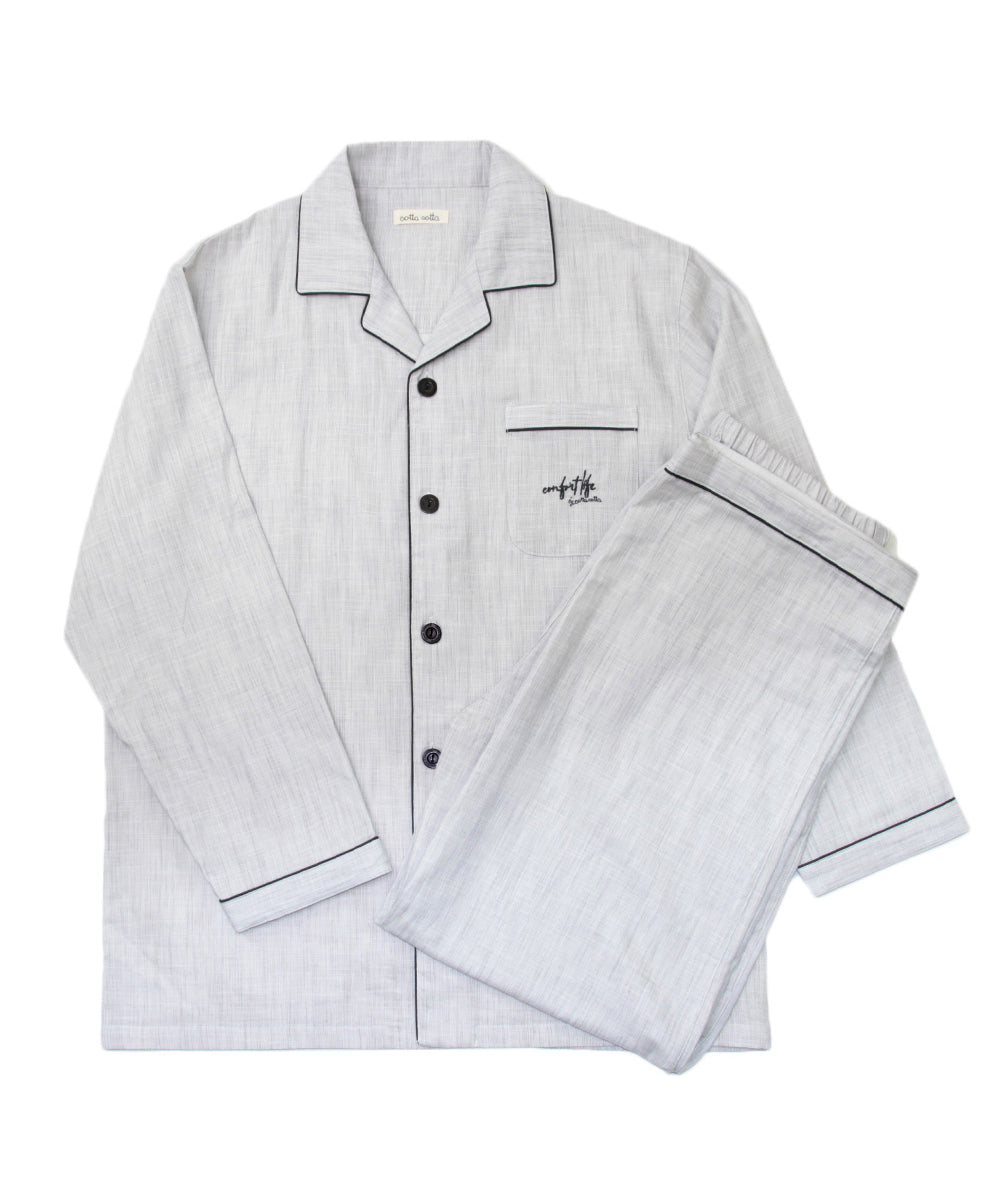 パジャマ メンズ 綿 長袖 前開き M L XL 男性 綿100% ダブル