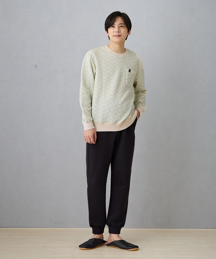 ヘリンボーンニットGR (身長176cm/M着用)