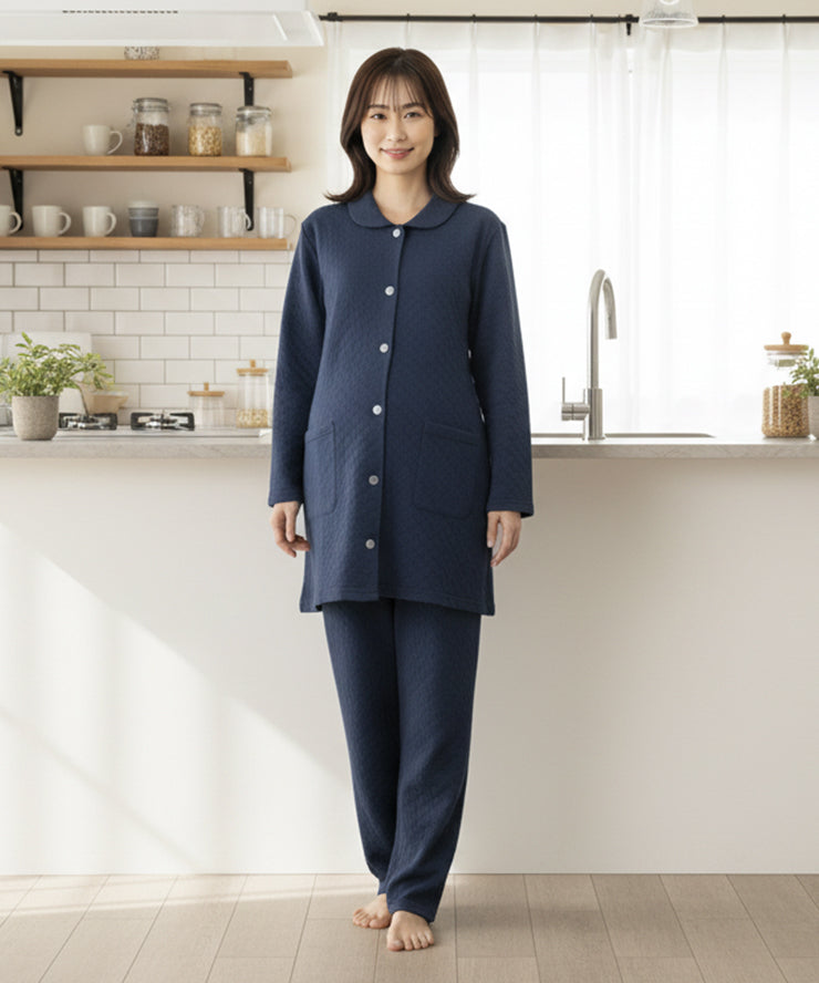 パジャマ マタニティ 綿 長袖 M L 妊婦 前開き 綿100% キルト