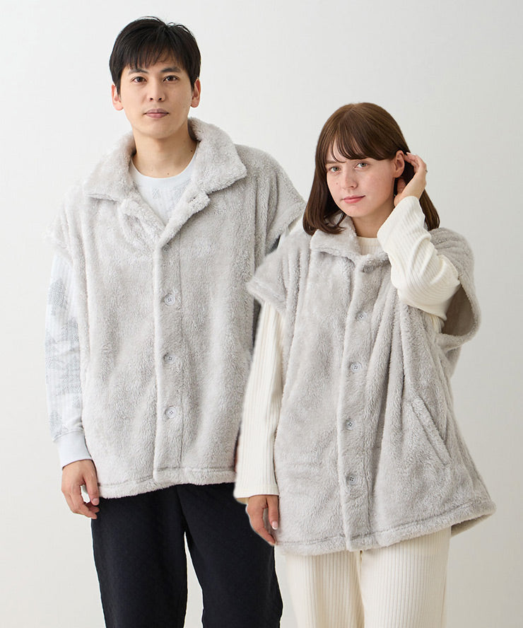 冬 部屋着 もこもこ メンズ・レディース ルームウェア ベスト 着る毛布 f00436