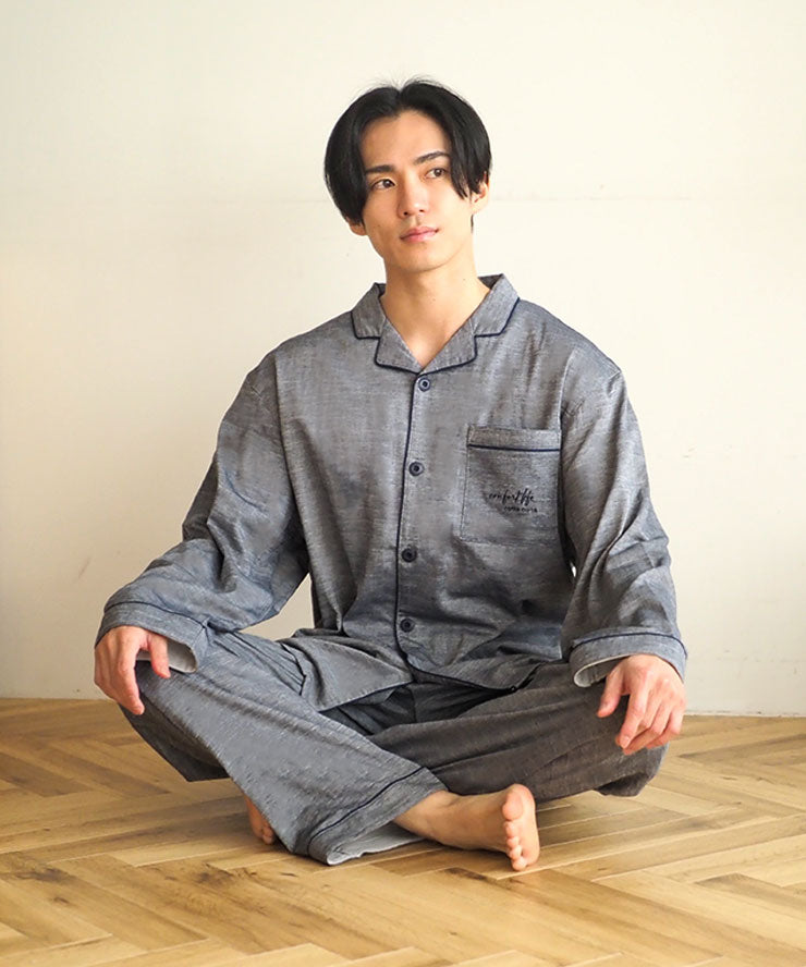 パジャマ メンズ 長袖 男性 パジャマ 伸縮 ストレッチ ダブル