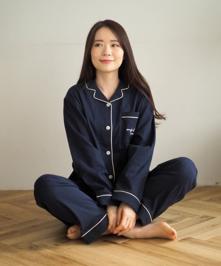 パジャマ レディース 綿 長袖 M L 女性 伸縮 ストレッチ ダブルガーゼ