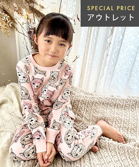 【アウトレット・セール品】女の子 パジャマ 冬 綿 ガールズ 長袖 綿100% キルトニット 100cm 110cm 120cm 130cm 140cm 150cm w00002