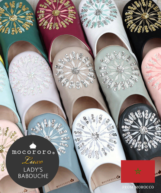 mocororo モロッコ バブーシュ 本革 羊革 刺繍 スパンコール レディース